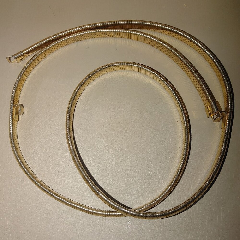 Vintage Large Snake Chain Belt Omega Gold Tone Retro Flexible Hook Clasp - Picture 2 of 8